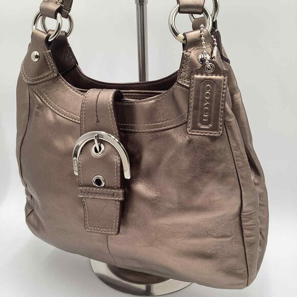 Coach Soho Lynn Metallic Bronze Leather Buckle Shoulder Bag - Picture 2 of 12